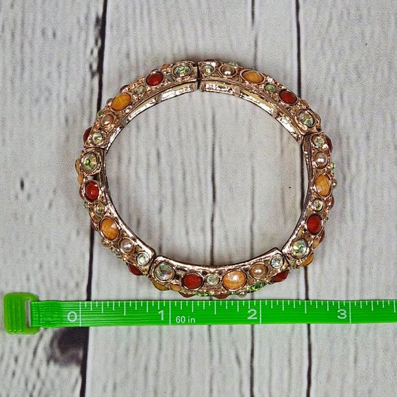 Shades of Orange Multi Stone Stretch Bracelet - Picture 7 of 10